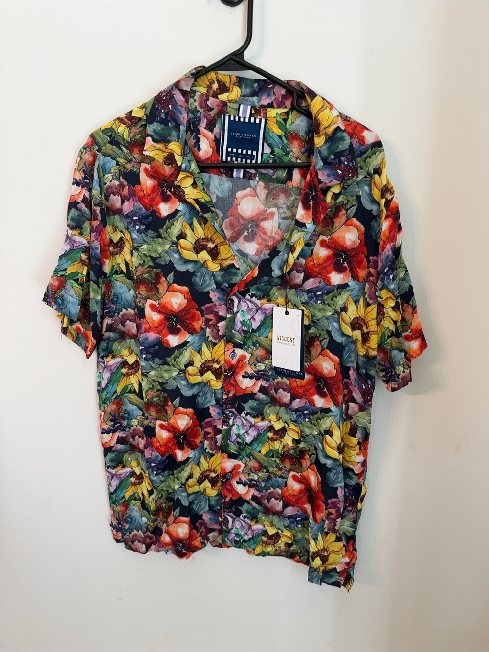 Denim & Flower Multicolor Floral Short-Sleeve Button-Down Shirt